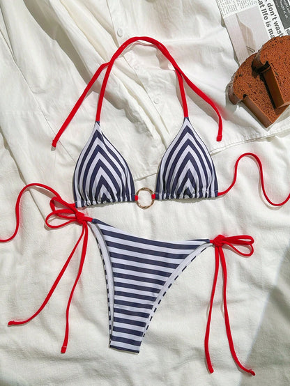 PEPPERMOLLY Women's Sexy & Fashionable 2 Pieces Swimsuit, Blue Bikini Set For Summer Beach Vacation, Blue Crush