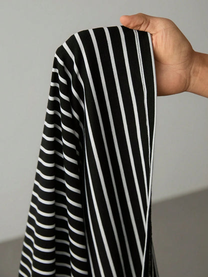 PETITE Striped Print Colorblock Trim Summer Short Sleeve Dress,Rave Outfits Festival,Summer Dresses For Women,Petite Women