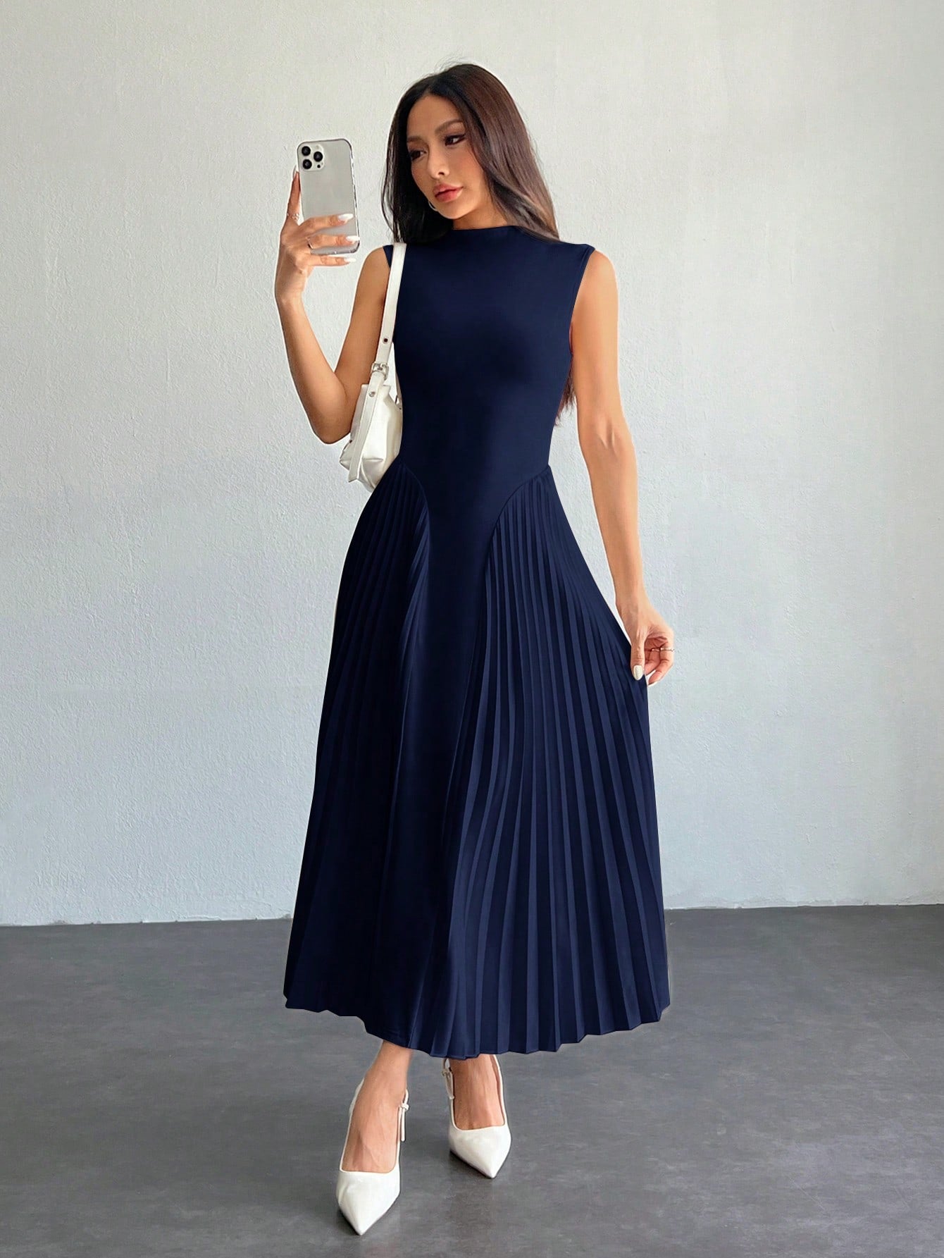 PETITE Women Elegant Pleated Tight-Fitting A-Line Dress,Business Casual Woman,Bohemia,Petite Women
