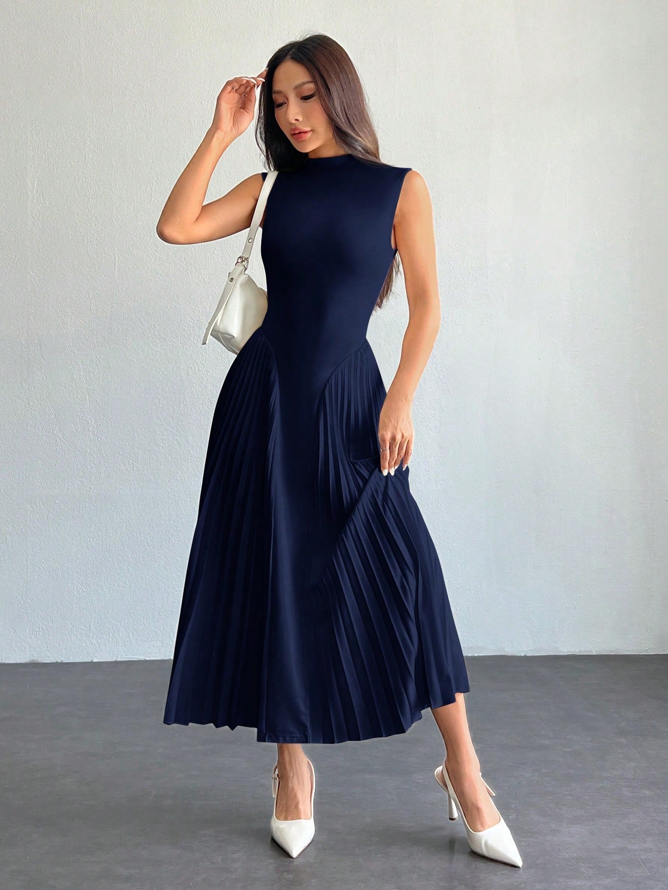 PETITE Women Elegant Pleated Tight-Fitting A-Line Dress,Business Casual Woman,Bohemia,Petite Women