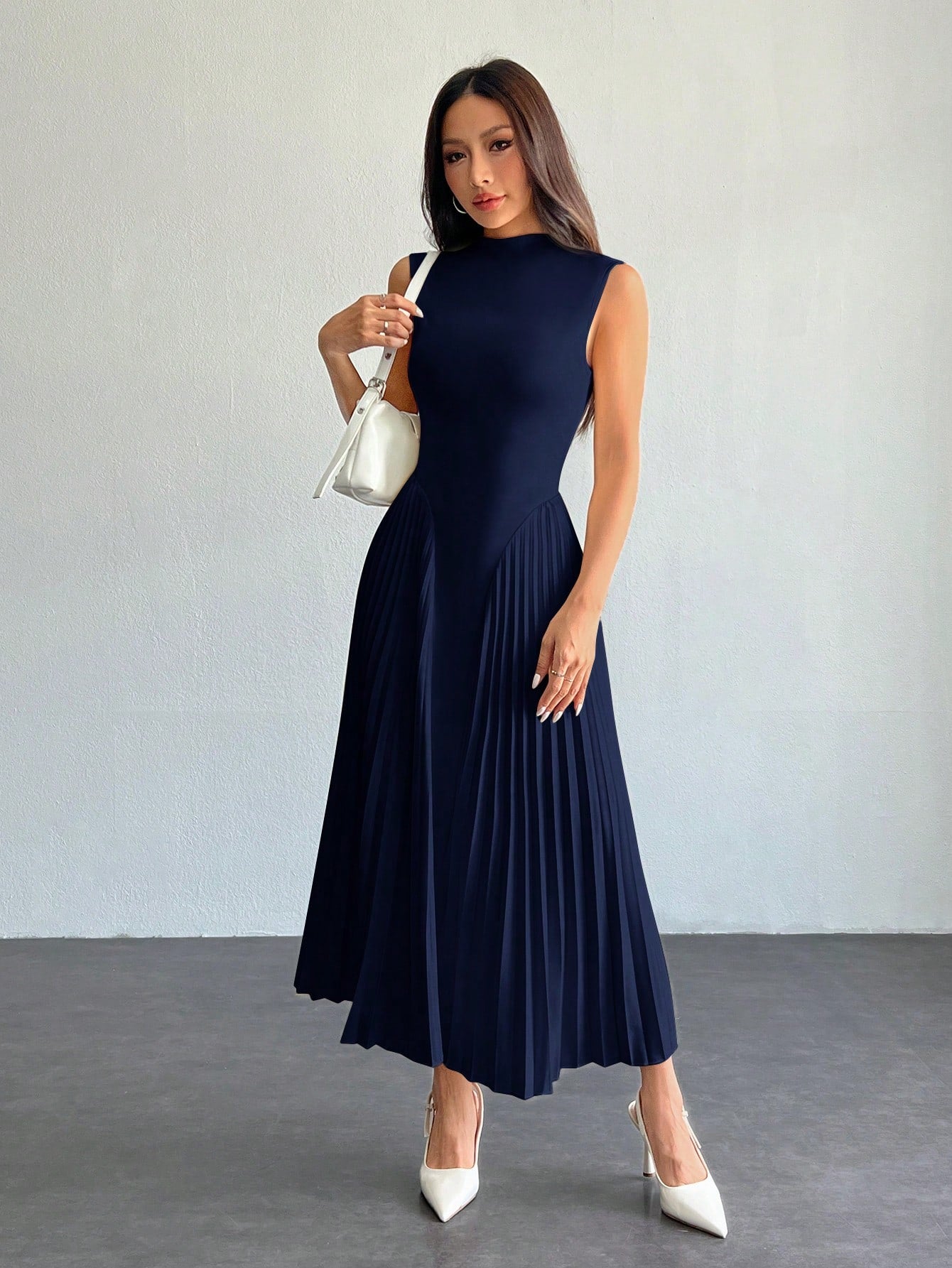PETITE Women Elegant Pleated Tight-Fitting A-Line Dress,Business Casual Woman,Bohemia,Petite Women