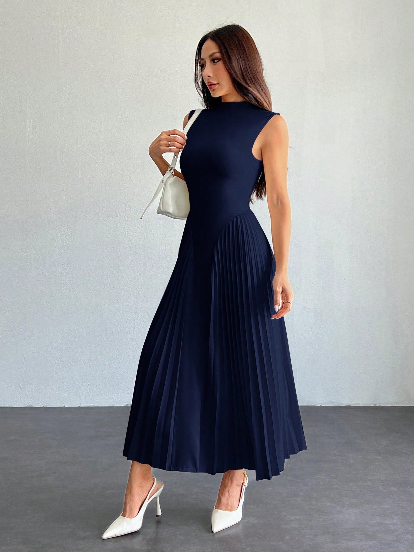 PETITE Women Elegant Pleated Tight-Fitting A-Line Dress,Business Casual Woman,Bohemia,Petite Women