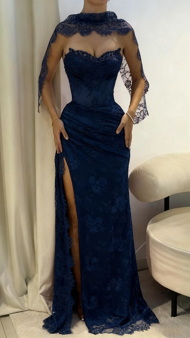 Pink A Line Sweetheart Neck Beaded Lace Prom Dress Evening Dress With Slit,AST2306