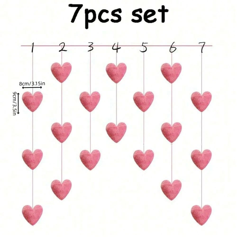 Pink Heart Shaped Door Hanger,Door Curtains, Cute Pink Heart Door Curtains, Partition Hanging Curtains,Kids Room Decor, Girls Room Decor,Valentine's Day Heart Hanging Ornaments Decoration, Door Curtai
