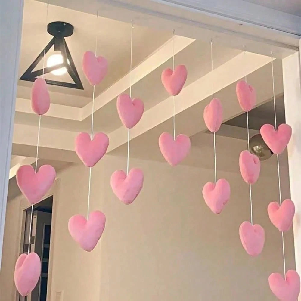 Pink Heart Shaped Door Hanger,Door Curtains, Cute Pink Heart Door Curtains, Partition Hanging Curtains,Kids Room Decor, Girls Room Decor,Valentine's Day Heart Hanging Ornaments Decoration, Door Curtai