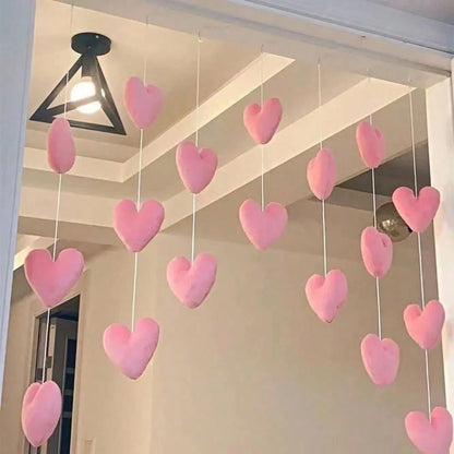 Pink Heart Shaped Door Hanger,Door Curtains, Cute Pink Heart Door Curtains, Partition Hanging Curtains,Kids Room Decor, Girls Room Decor,Valentine's Day Heart Hanging Ornaments Decoration, Door Curtai