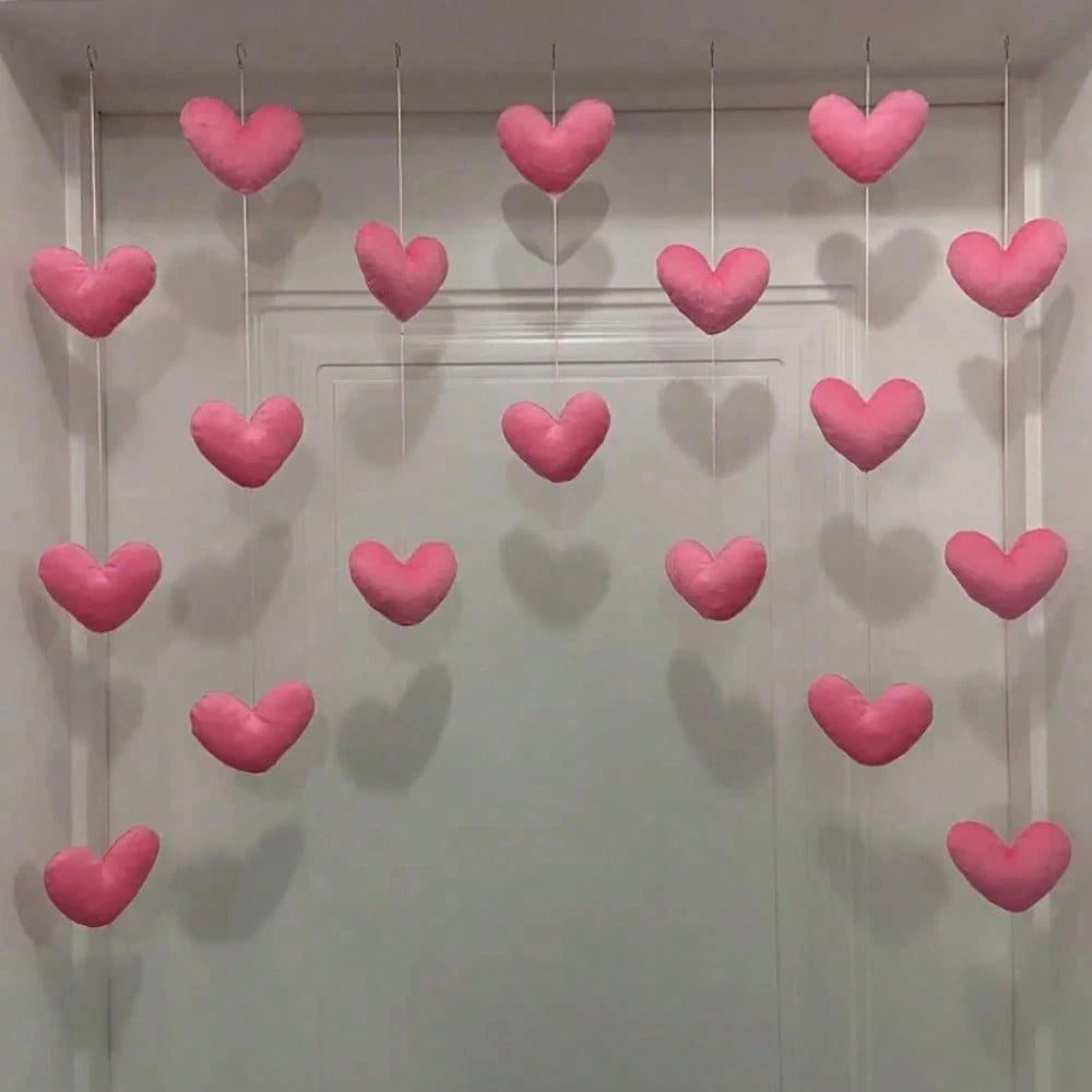 Pink Heart Shaped Door Hanger,Door Curtains, Cute Pink Heart Door Curtains, Partition Hanging Curtains,Kids Room Decor, Girls Room Decor,Valentine's Day Heart Hanging Ornaments Decoration, Door Curtai