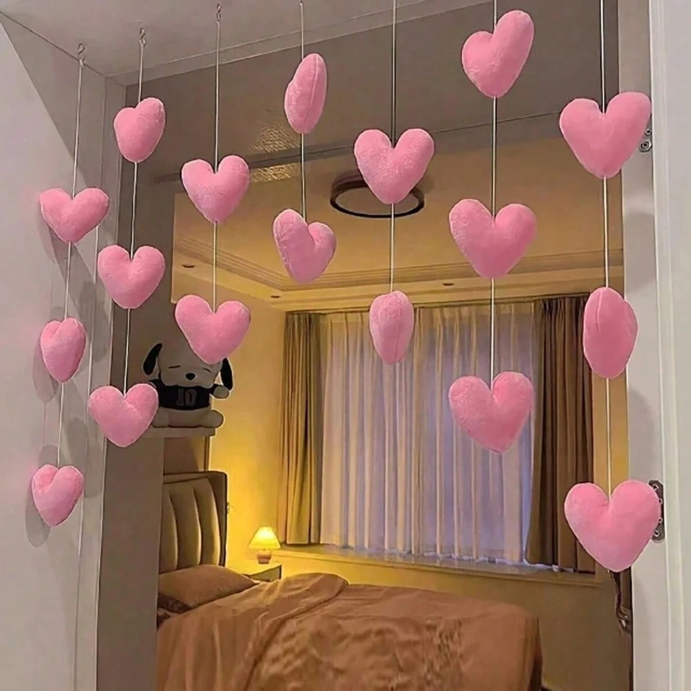 Pink Heart Shaped Door Hanger,Door Curtains, Cute Pink Heart Door Curtains, Partition Hanging Curtains,Kids Room Decor, Girls Room Decor,Valentine's Day Heart Hanging Ornaments Decoration, Door Curtai