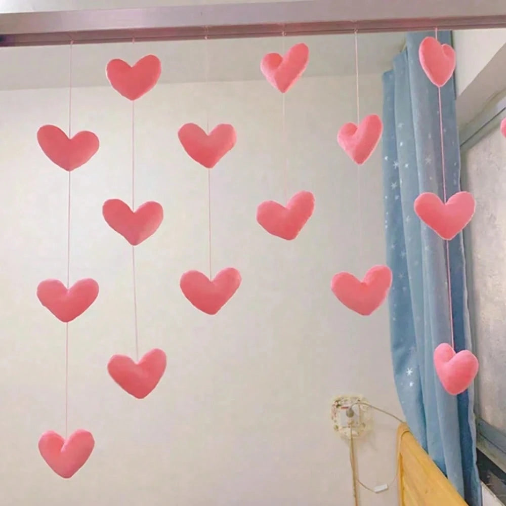Pink Heart Shaped Door Hanger,Door Curtains, Cute Pink Heart Door Curtains, Partition Hanging Curtains,Kids Room Decor, Girls Room Decor,Valentine's Day Heart Hanging Ornaments Decoration, Door Curtai