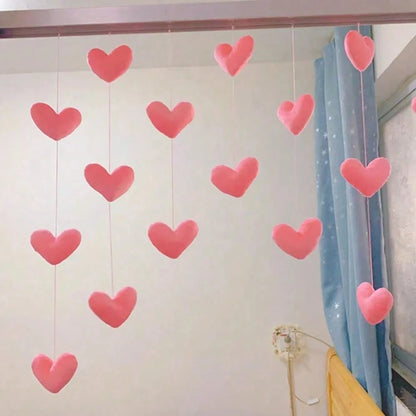 Pink Heart Shaped Door Hanger,Door Curtains, Cute Pink Heart Door Curtains, Partition Hanging Curtains,Kids Room Decor, Girls Room Decor,Valentine's Day Heart Hanging Ornaments Decoration, Door Curtai