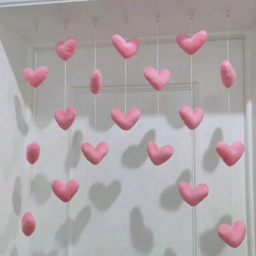 Pink Heart Shaped Door Hanger,Door Curtains, Cute Pink Heart Door Curtains, Partition Hanging Curtains,Kids Room Decor, Girls Room Decor,Valentine's Day Heart Hanging Ornaments Decoration, Door Curtai