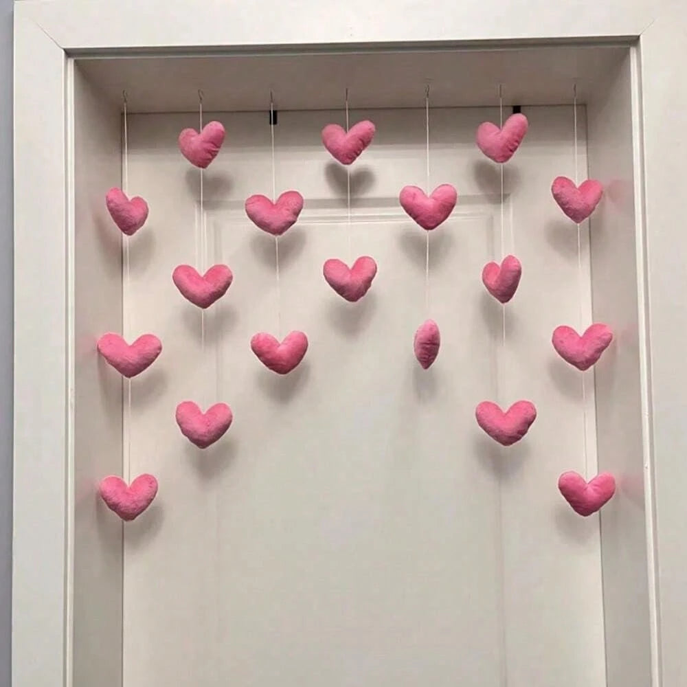 Pink Heart Shaped Door Hanger,Door Curtains, Cute Pink Heart Door Curtains, Partition Hanging Curtains,Kids Room Decor, Girls Room Decor,Valentine's Day Heart Hanging Ornaments Decoration, Door Curtai