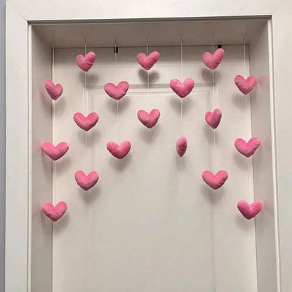 Pink Heart Shaped Door Hanger,Door Curtains, Cute Pink Heart Door Curtains, Partition Hanging Curtains,Kids Room Decor, Girls Room Decor,Valentine's Day Heart Hanging Ornaments Decoration, Door Curtai