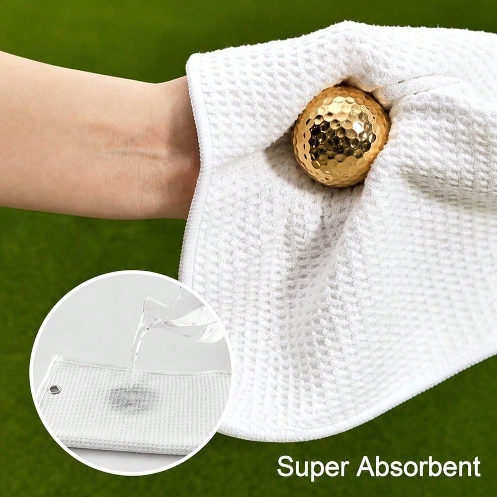 Pink Waffle Weave Golf Towel, 60cm X 40cm Printed Towel, High-Quality Golf Ball Towel, Quick-Dry, Highly Absorbent Waffle Weave Fabric, Easy To Clean, Machine Washable, Tri-Fold Portable Waffle Weave