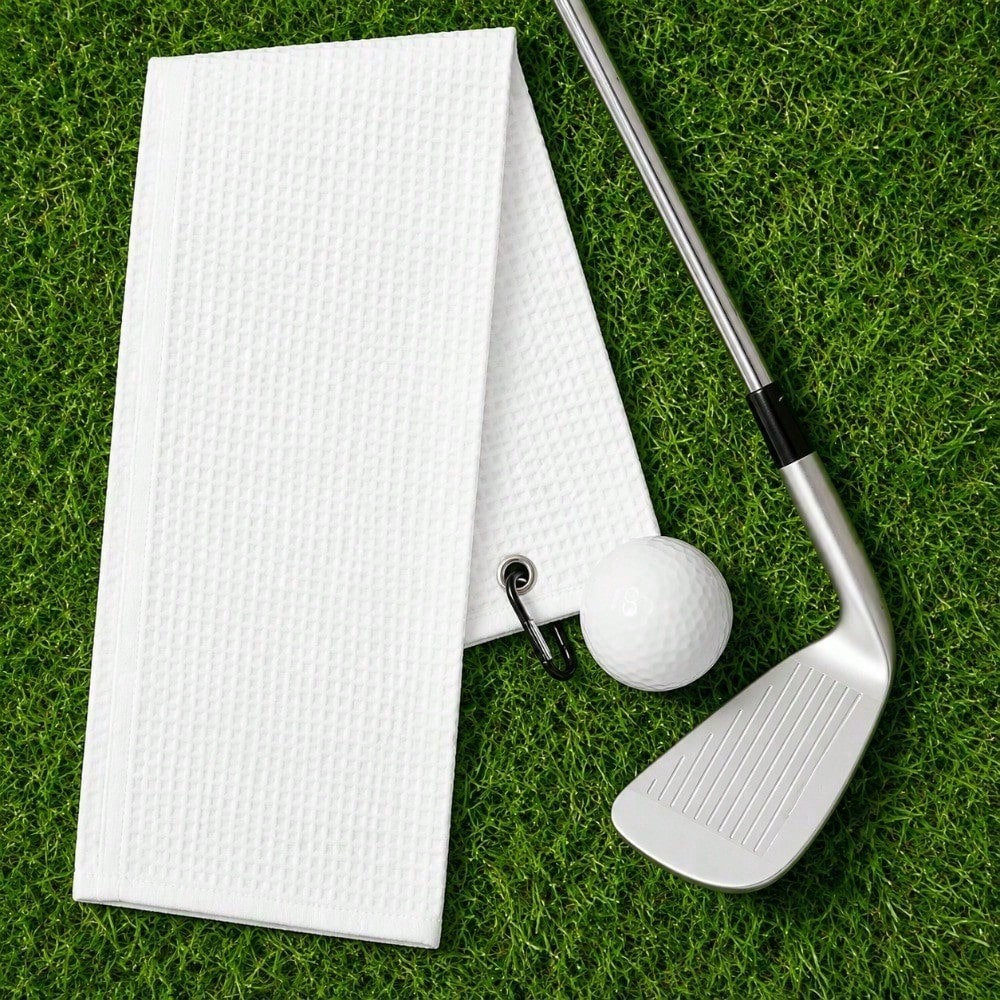 Pink Waffle Weave Golf Towel, 60cm X 40cm Printed Towel, High-Quality Golf Ball Towel, Quick-Dry, Highly Absorbent Waffle Weave Fabric, Easy To Clean, Machine Washable, Tri-Fold Portable Waffle Weave