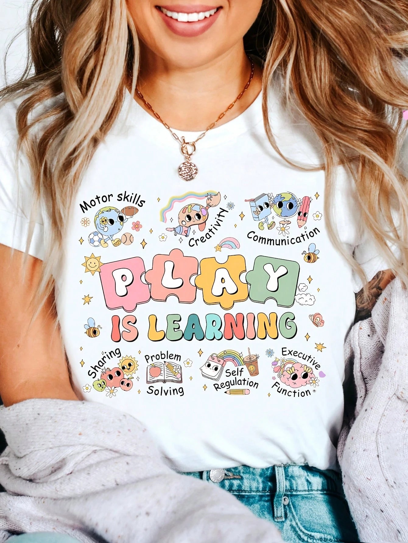 Play Is Learning Teacher Print T-Shirt, Back-To- Day T-Shirt, New Teacher T-Shirt