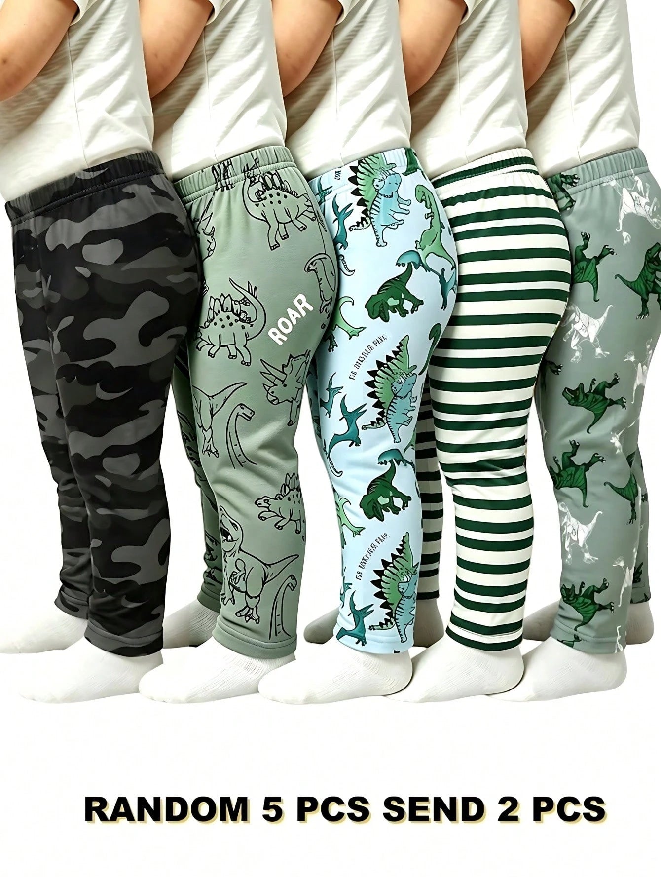 Playful Pals 2 Random Pieces From 5 Designs, Cute Clothing Comfortable Simple Soft Casual Cartoon Print, Cute Boys Pants Daily Wear, Boys Favorite Pattern Gift