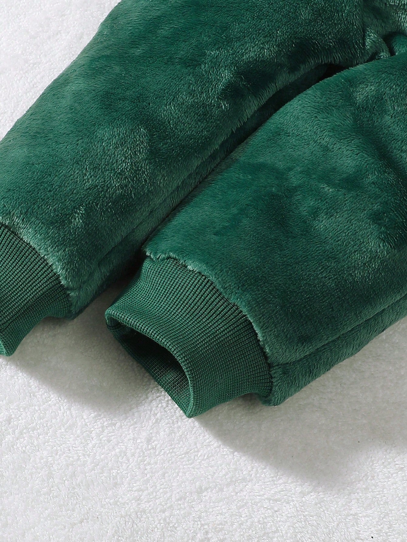 Playful Pals 2pcs/Set Baby Boy Dinosaur Embroidered Reversible Fleece Sweatshirt And Pants Set Unisex Halloween Green Cute Kawaii Baggy Clothes