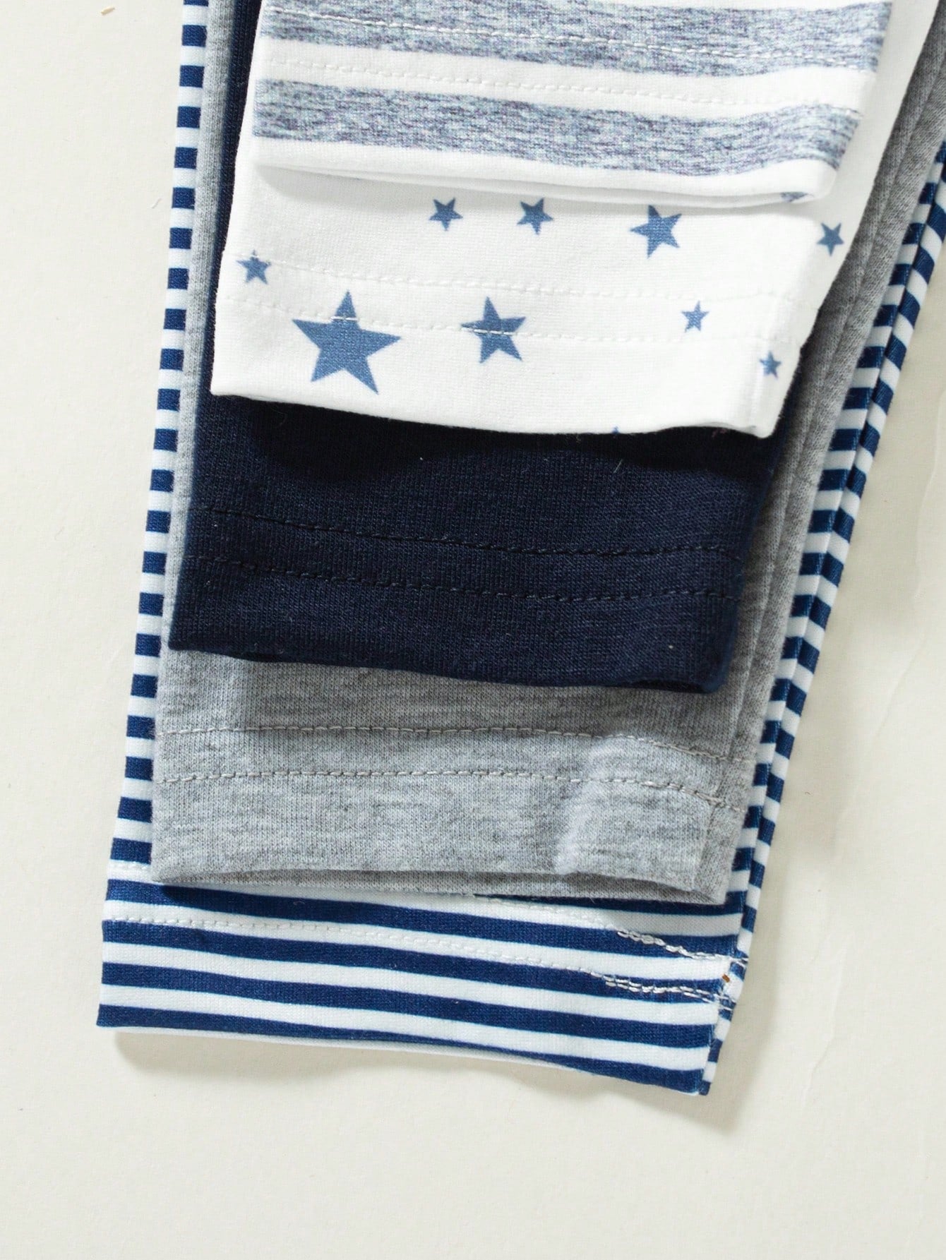 Playful Pals 5pcs/Pack Unisex Baby Navy Blue Light Grey White Pants, Comfortable Casual Trousers Autumn