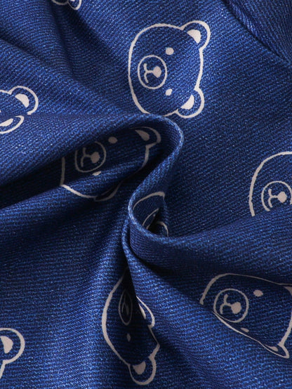 Playful Pals Baby Boy Summer Casual Bear Print Front Button Romper