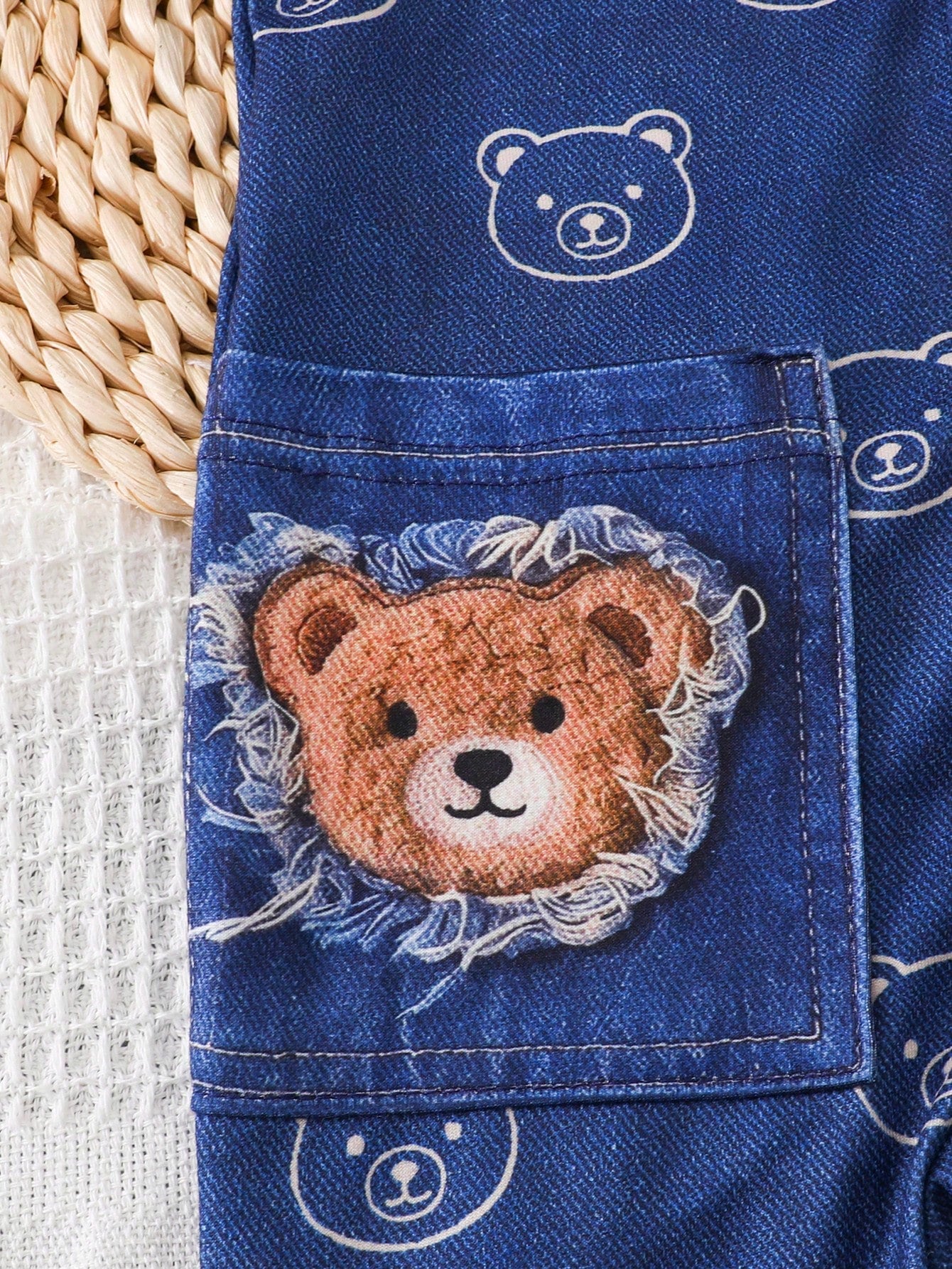 Playful Pals Baby Boy Summer Casual Bear Print Front Button Romper