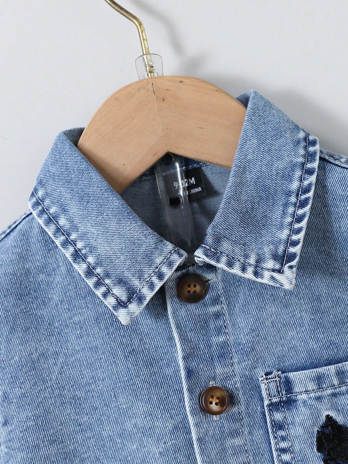 Playful Pals Baby Boys Denim 2-Piece Set,Summer Casual Blue City Break Outfit,Vintage Short Sleeve Button Shirt&Straight Shorts,Knight Embroidery Lapel Pocket