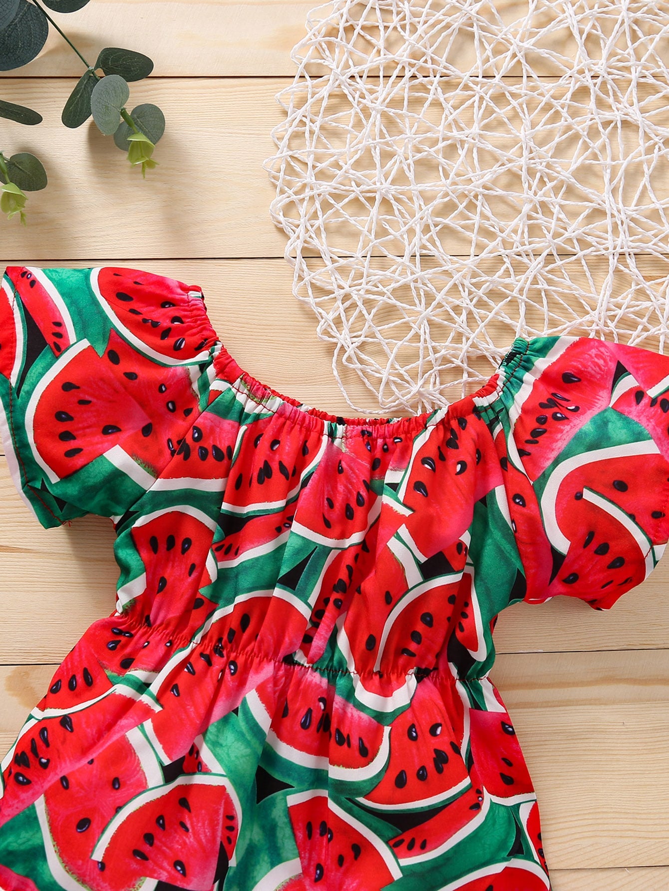Playful Pals Baby Girl Watermelon Print Bodysuit With Headband