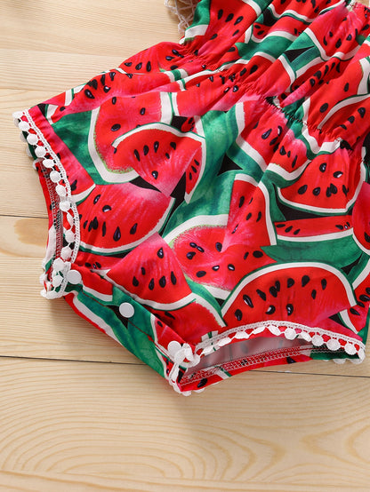 Playful Pals Baby Girl Watermelon Print Bodysuit With Headband