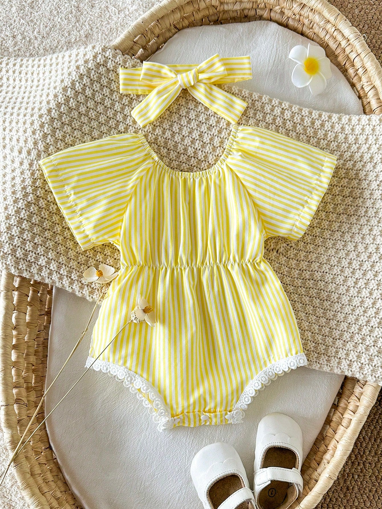 Playful Pals Baby Girl Watermelon Print Bodysuit With Headband
