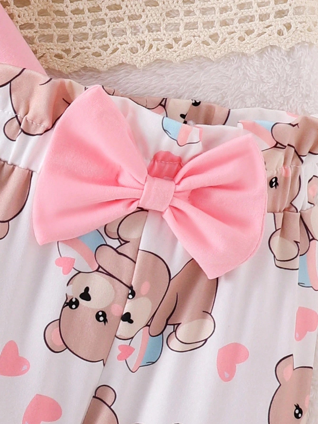 Playful Pals Baby Girls' Bear Printed Bodysuit And Digital Printed Pants Set