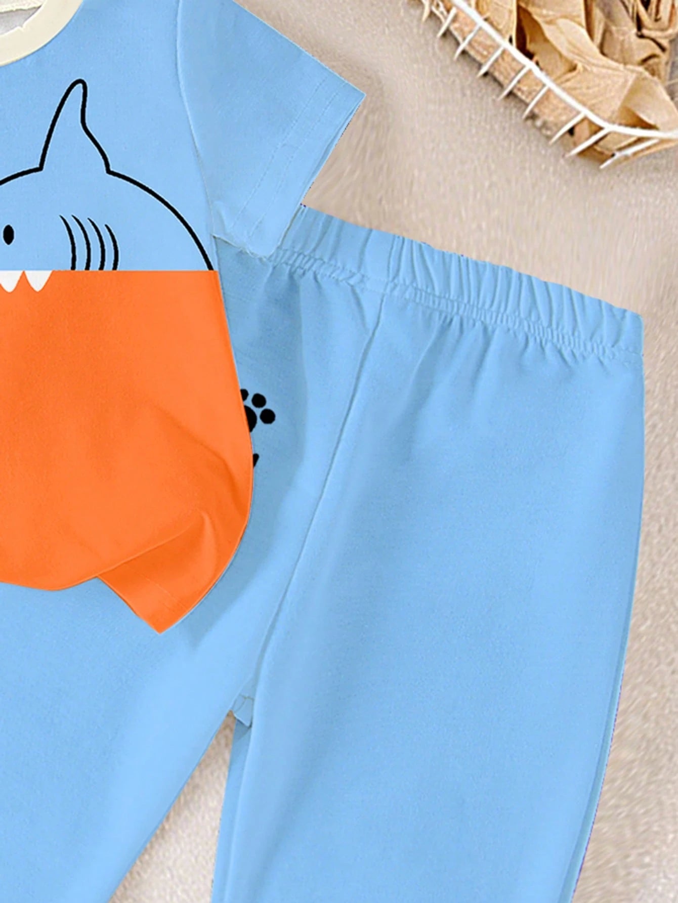 Playful Pals Boy Unisex Infant Toddler Korean Style Casual Fashion Colorblock Striped Bear Graphic Print Crew Neck Short Sleeve T-Shirt And Graphic Print Pants