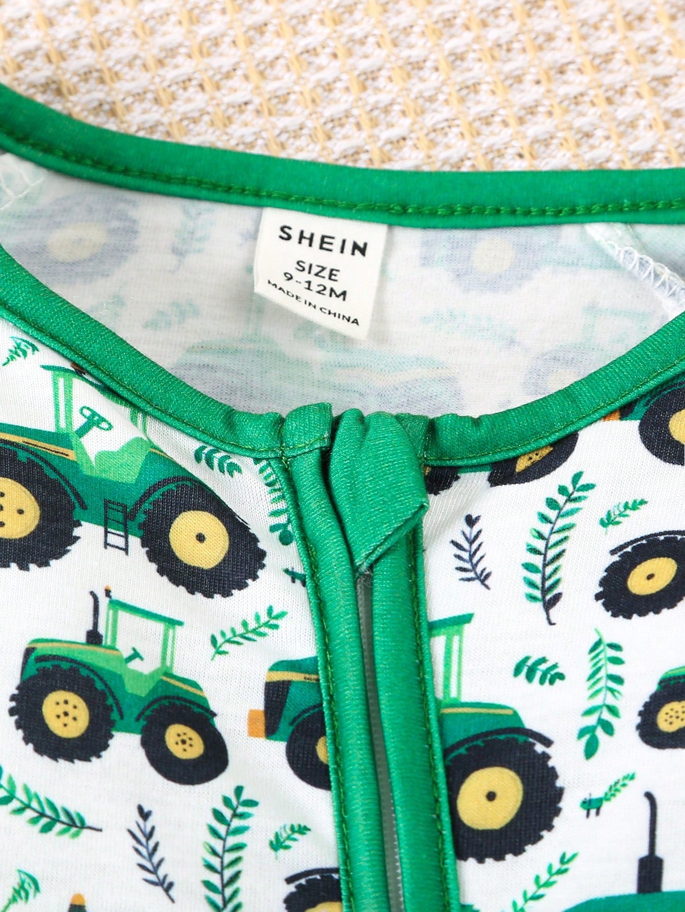 Playful Pals Spring Baby Boys Crawler Jumpsuit With Cute Green Tractor Print Pattern, New Fashion Zipper Design Comfortable & Stylish Jumpsuit