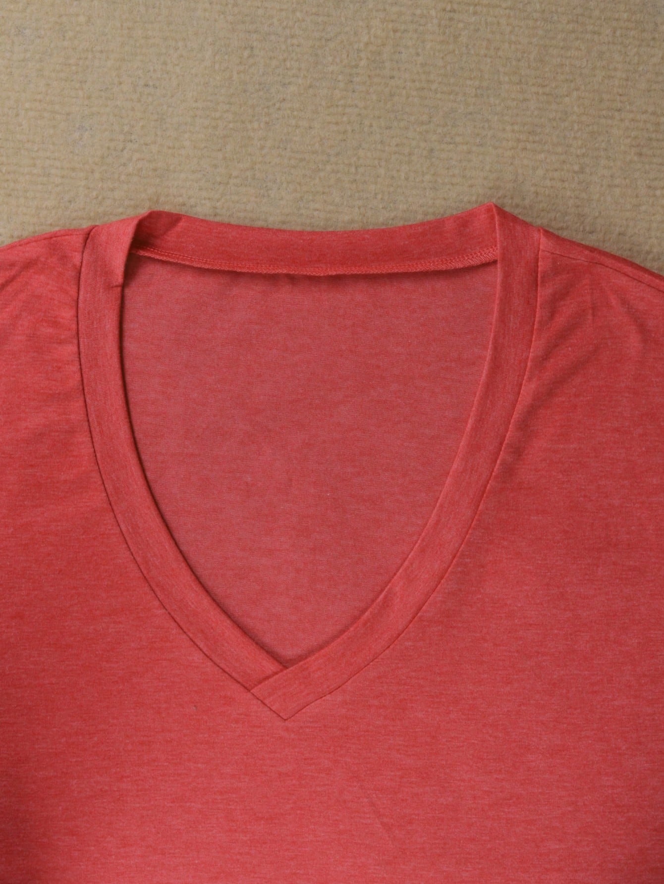 Plus Casual Solid V Neck Simple Fashion T-Shirt Tops