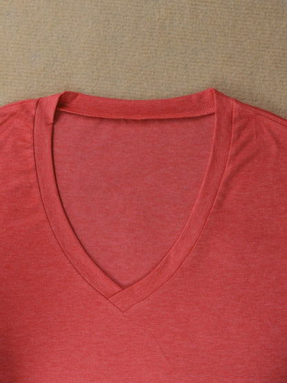Plus Casual Solid V Neck Simple Fashion T-Shirt Tops