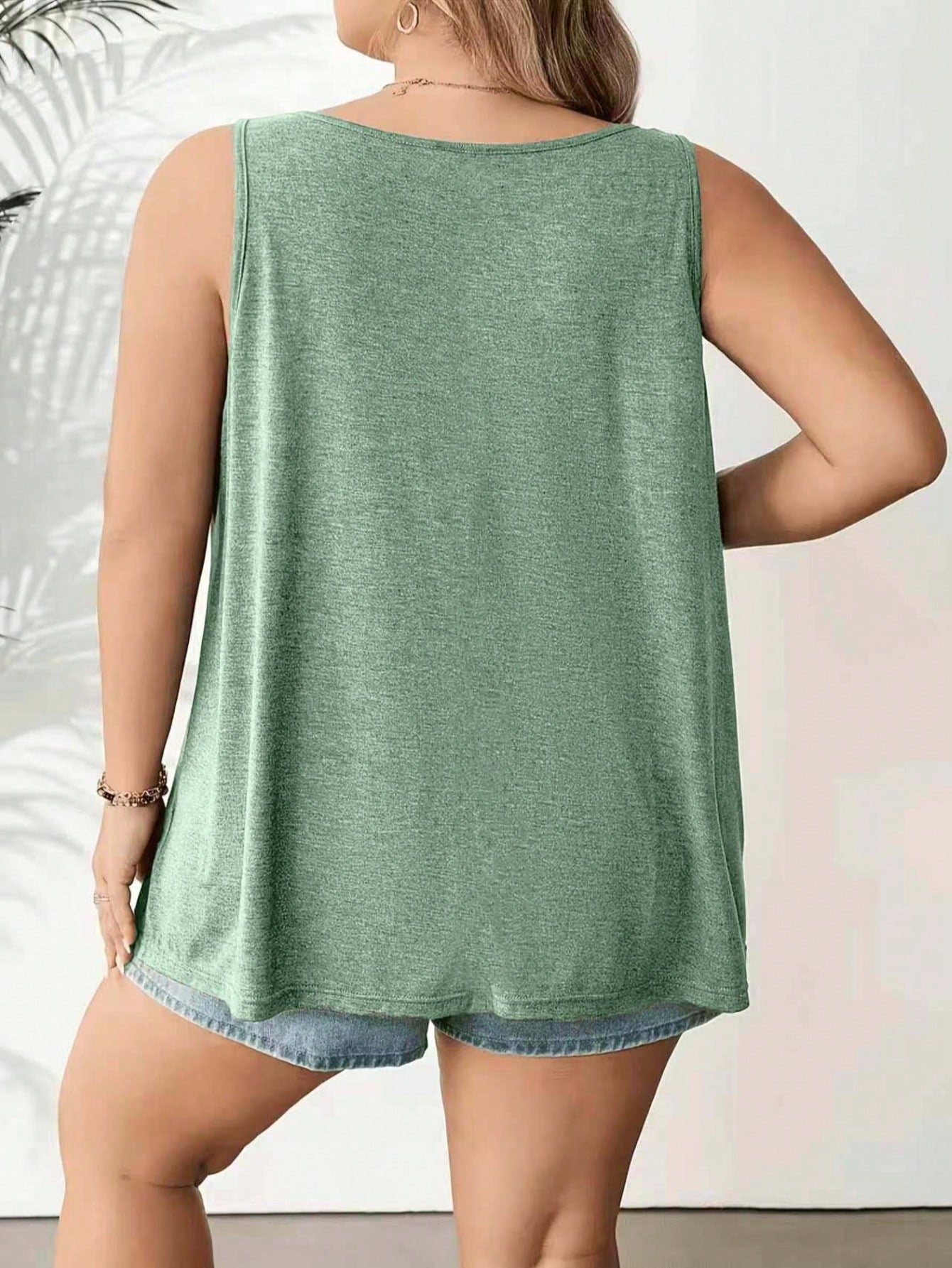 Plus Size 3pcs V-Neck Knit Tank Tops, Solid Color V-Neck Loose Casual Undershirt T-Shirt, Comfortable And Fashionable, Suitable For Spring/Summer Daily And Home Wear