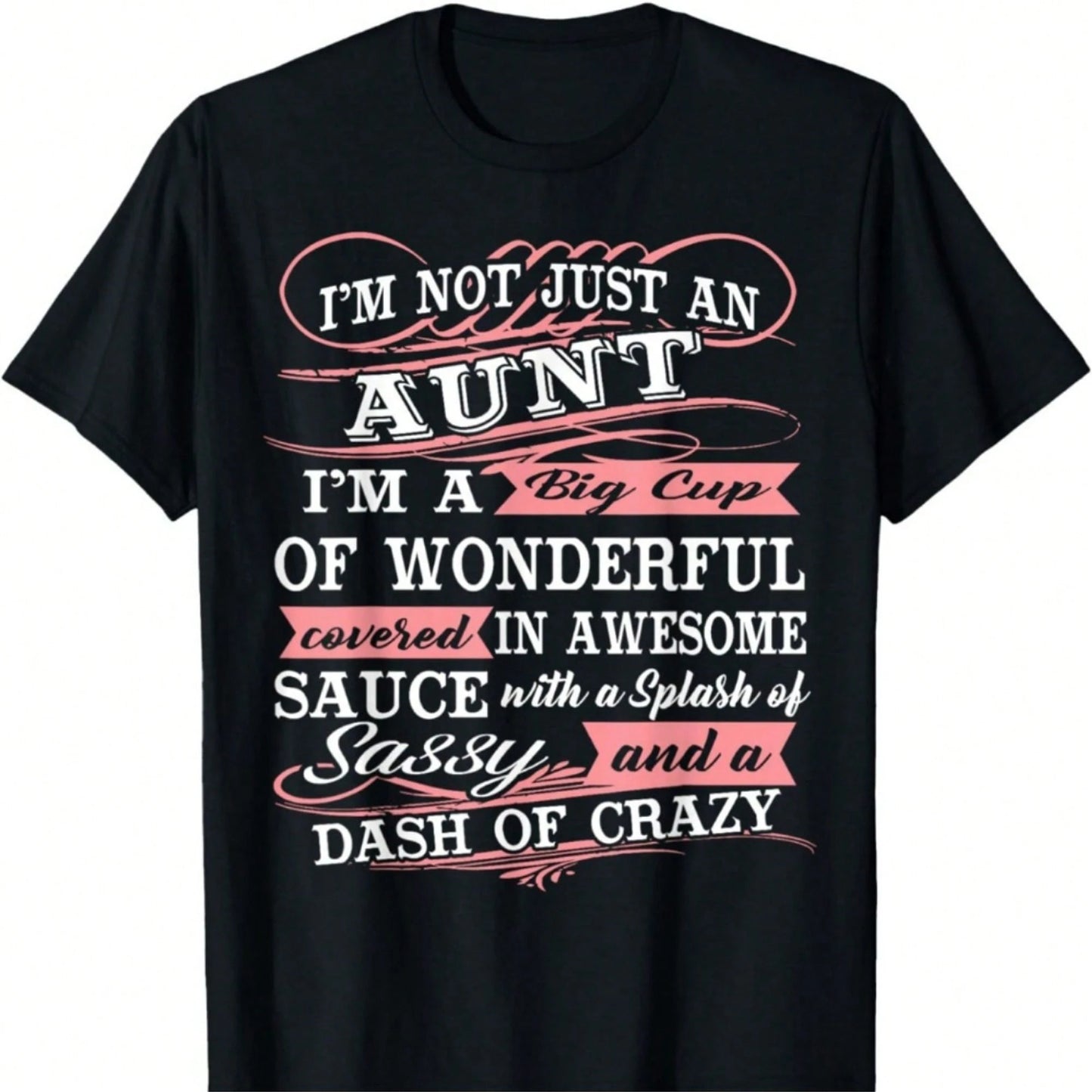 Plus-Size Fun "I Am A Wonderful Auntie" T-Shirt Gift- Humorous Crew Neck T-Shirt, Suitable For Casual Wear In Spring And Summer.