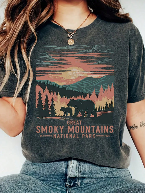 Plus Size- Plus Size- Casual Short-Sleeve Round-Neck T-Shirt With A Printed Letter Design, Suitable For Spring And Summer