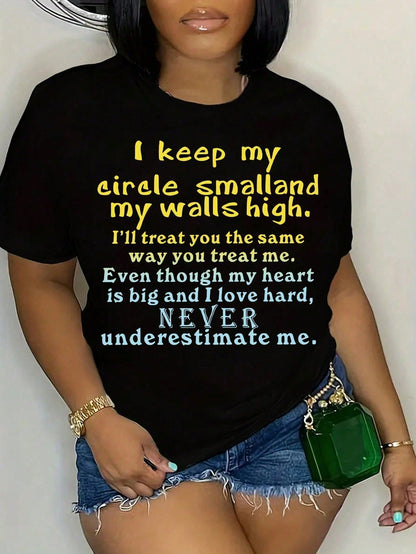 Plus-Size Printed T-Shirt, Women's Simple And Stylish Regular Casual T-Shirt, Suitable For All Seasons.