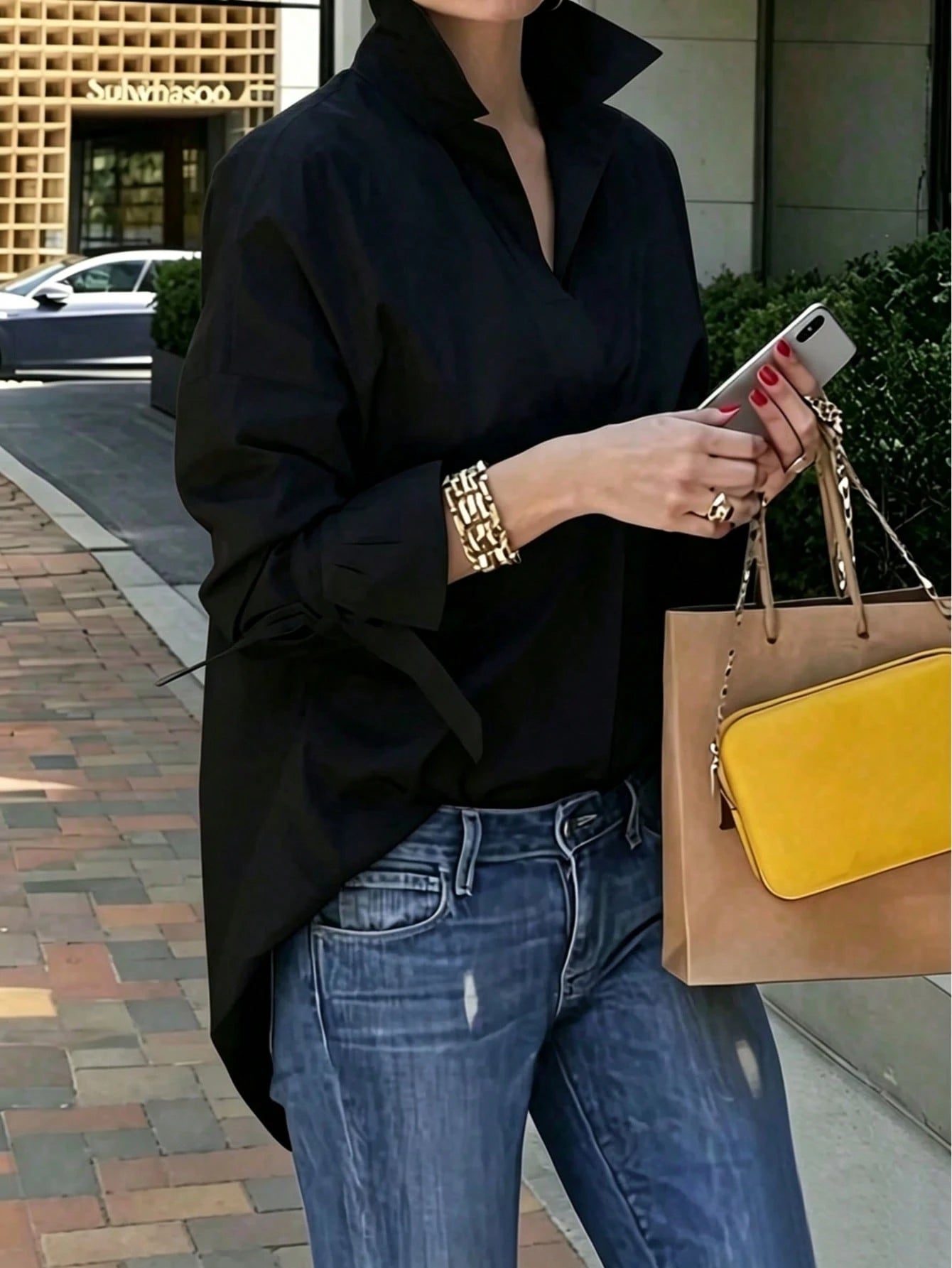 Plus Size Spring/Summer/Autumn Polo Collar Casual Elegant Solid Color Shirt, Versatile & Flattering Blouse White