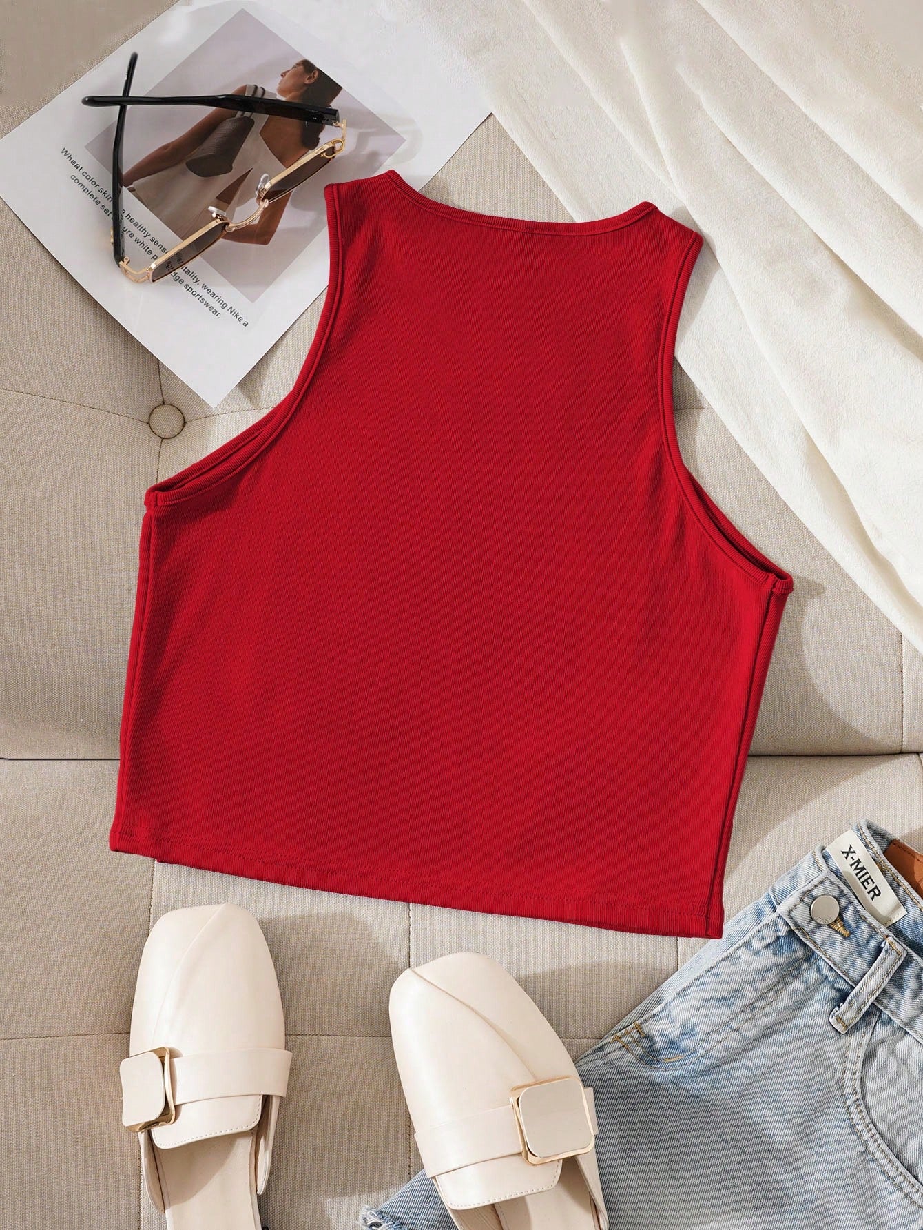 Plus Size Summer Casual Letter Print Tank Top