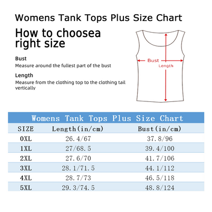 [Plus Size Tank Top] Stretchy Polyester Women's Plus Size Sleeveless Tank Top| Tropical Geometric Palm Tree Sunset Print, Relaxed Fit Round Neck