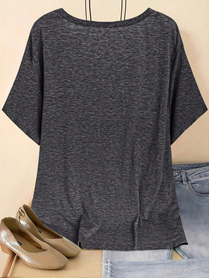 Plus Size V-Neck Short Sleeve Casual Top