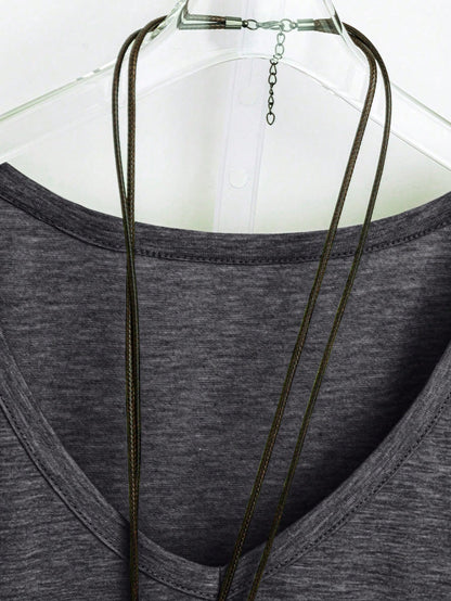 Plus Size V-Neck Short Sleeve Casual Top