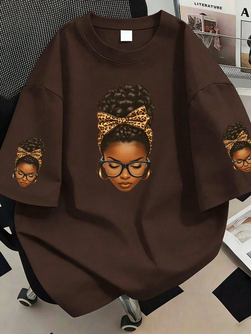 Plus Size Women Cartoon Print Casual Versatile Daily Short Sleeve T-Shirt Summer