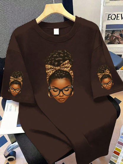 Plus Size Women Cartoon Print Casual Versatile Daily Short Sleeve T-Shirt Summer