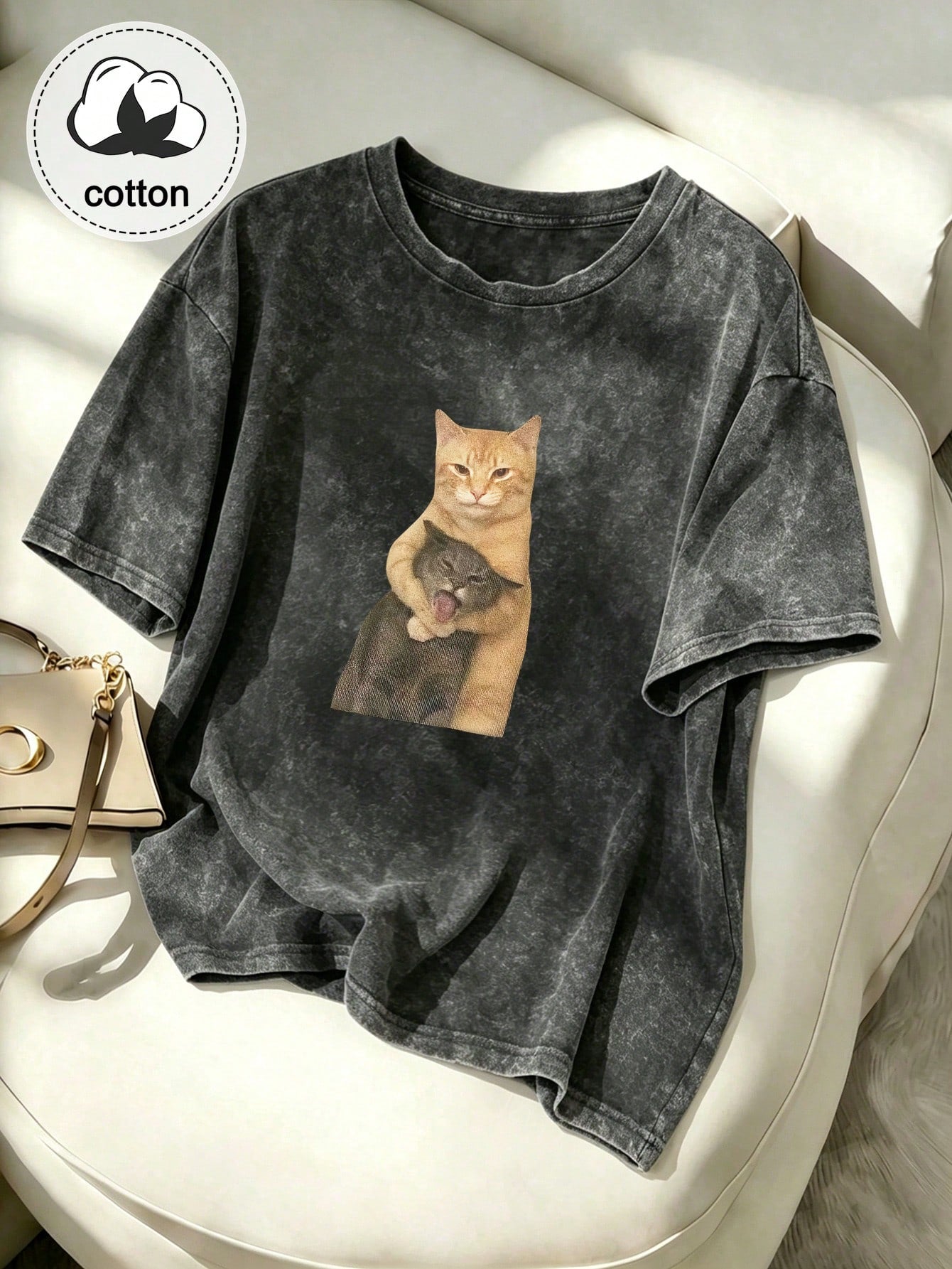 Plus Size Women's Casual Clothing, Snowflake Pattern Fabric, Comfortable Casual Top, Vintage T-Shirt, Spring/Summer/Autumn Plus Size Apparel