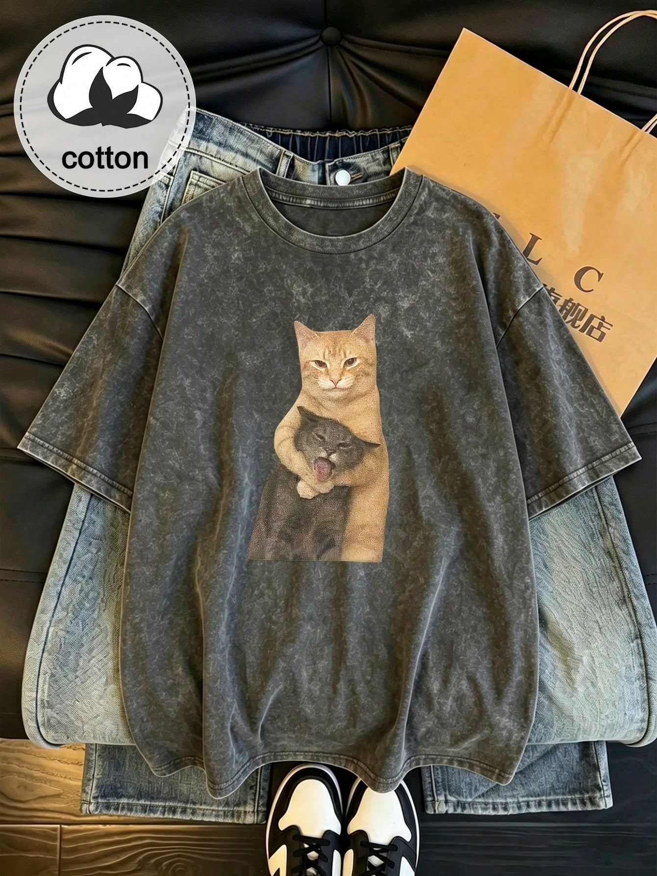Plus Size Women's Casual Clothing, Snowflake Pattern Fabric, Comfortable Casual Top, Vintage T-Shirt, Spring/Summer/Autumn Plus Size Apparel