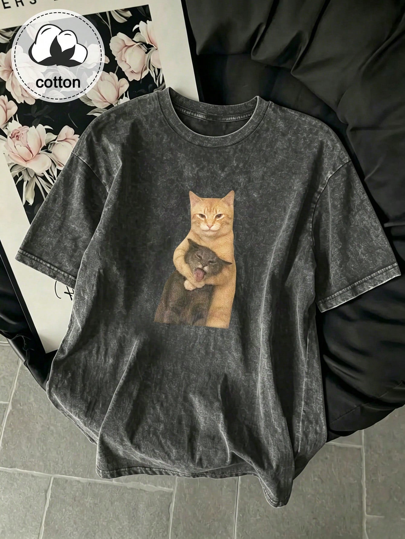 Plus Size Women's Casual Clothing, Snowflake Pattern Fabric, Comfortable Casual Top, Vintage T-Shirt, Spring/Summer/Autumn Plus Size Apparel