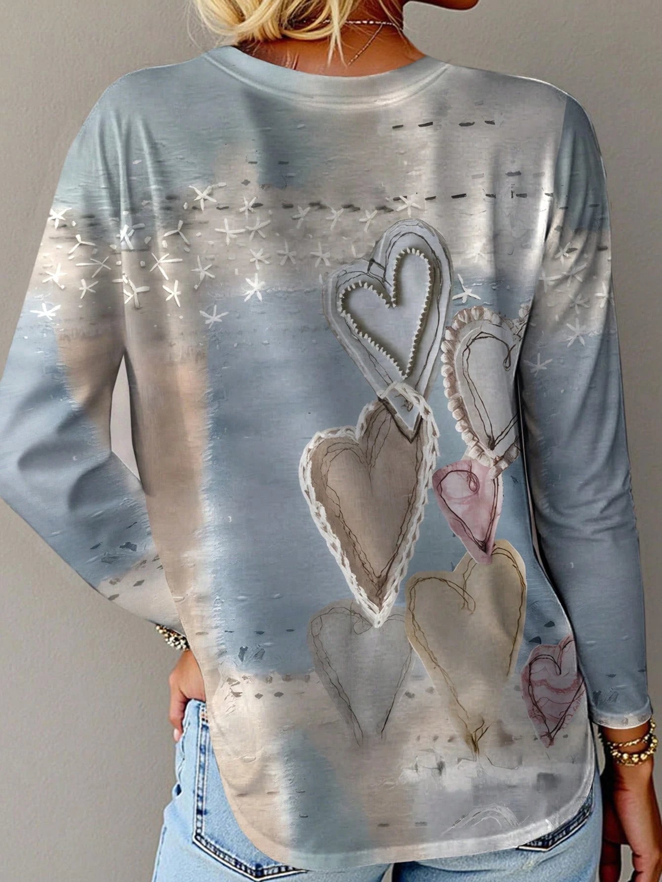 Plus Size Women's Cute Cat Print T-Shirt Fall