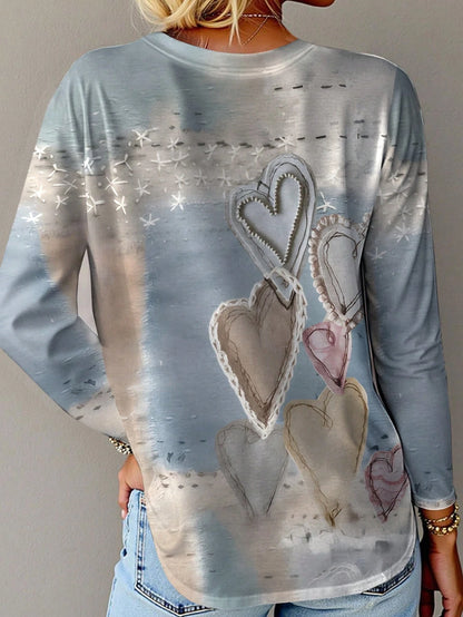 Plus Size Women's Cute Cat Print T-Shirt Fall